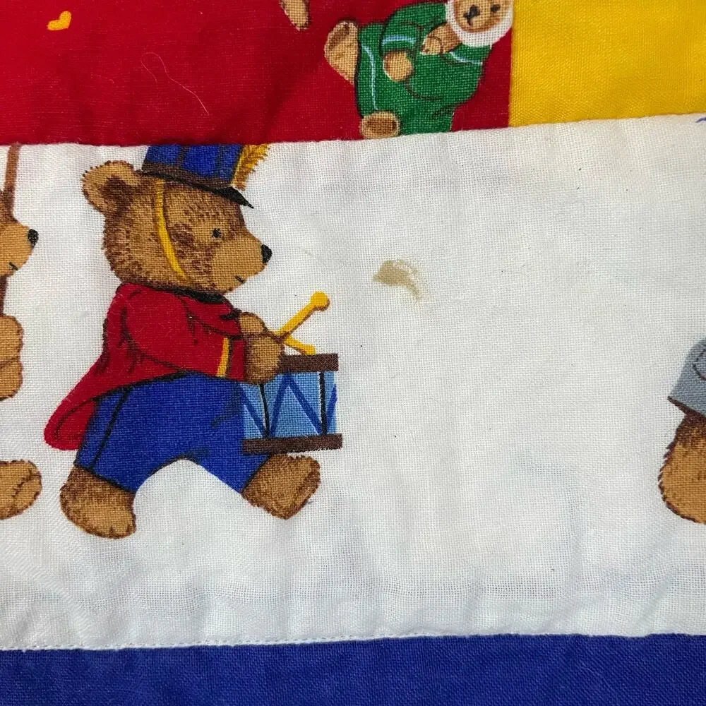Multicolor Baby Bear Blanket Square Patchwork Quilt Bordered